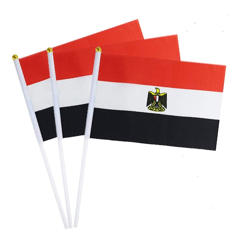 mflagperft Egypt Flag Egyptian Flag, Small Mini Handheld Egypt Flags on Stick, Ideal for Party Parades Sports Events Patriotic Festival Decorations - Image 1